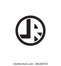 LR initial letters circle monogram logo