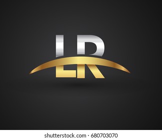 LR initial logo company name colored gold and silver swoosh design. vector logo for business and company identity.
