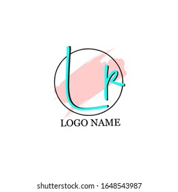 LR initial logo signature vector. Handwriting concept logo