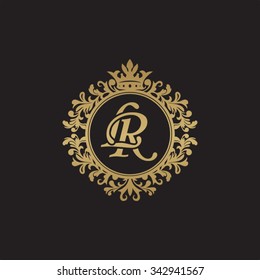 LR initial luxury ornament monogram logo