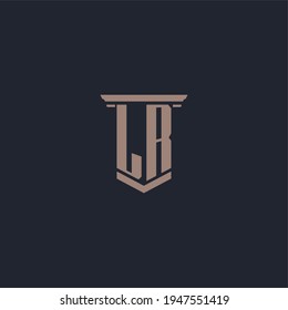 LR Initial Monogram Logo With Pillar Style Design