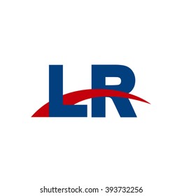 LR initial overlapping swoosh letter logo blue red