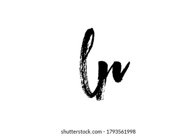 LR L R alphabet letter logo icon combination. Grunge handwritten vintage design. Black white color for company and business