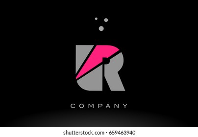 lr l r alphabet letter logo pink grey black creative company vector icon design template