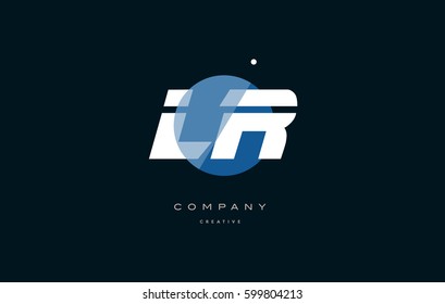 lr l r  blue circle dot big font alphabet company letter logo white design vector icon template 