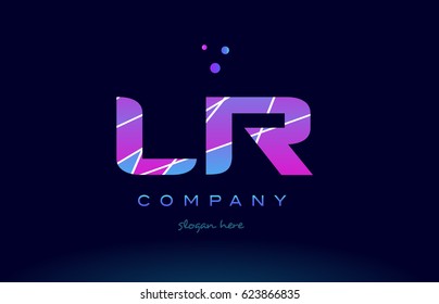 lr l r  creative color blue background pink purple magenta alphabet letter company logo vector icon