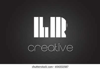 LR L R Creative Letter Logo Design With White and Black Lines.