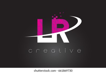 LR L R Creative Letters Design. White Pink Letter Vector Illustration.