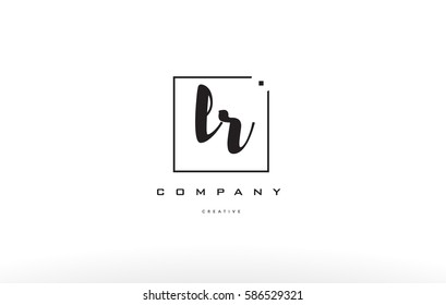 lr l r hand writing written black white alphabet company letter logo square background small lowercase design creative vector icon template 