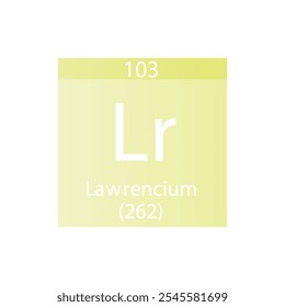 Quadro Periódico Do Elemento Químico Do Actinoide Lr Lawrencium. Simples ilustração de vetor quadrado plano, simples ícone de estilo limpo com massa molar e número atômico para Lab, ciência ou classe de química.