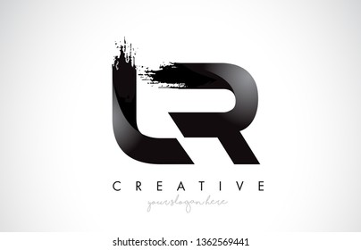 LR Letter Design with Brush Stroke and Modern 3D Look Vector Illustration.