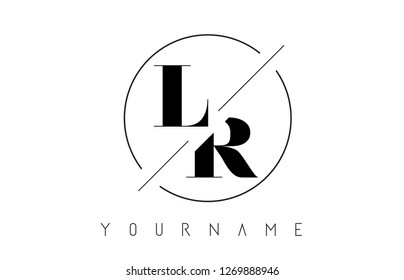 LR Letter Logo with Cutted and Intersected Design and Round Frame Vector Illustration