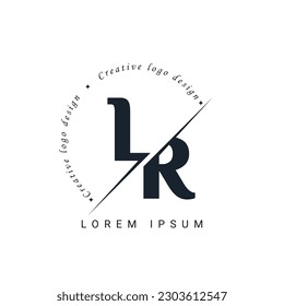 LR Letter Logo Design with a Creative Cut. Creative logo design