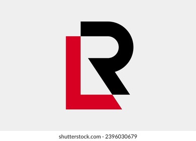 LR letter logo design, monogram, icon, symbol, initial. Combines red and black for a sleek, modern look. Perfect for real estate, tech, creative industries, apparel, clothing brand identity etc.