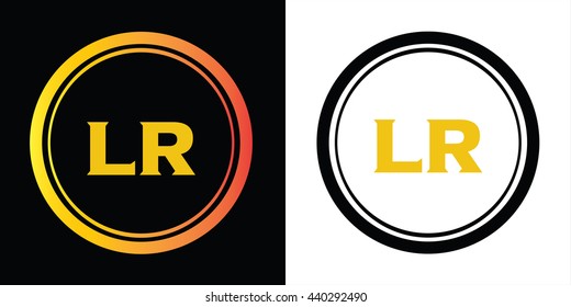 LR letters icon design template elements in abstract background logo, design identity in circle, alphabet letter