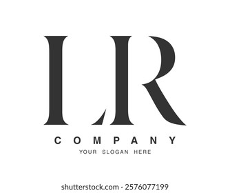 LR logo design. Initial letter l and r serif font style. Creative classic company name typography. Trendy logotype or identity. Vector illustration.