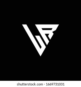 LR Logo letter monogram with triangle shape design template isolated on black background