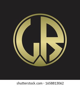LR Logo monogram circle with piece ribbon style on gold colors