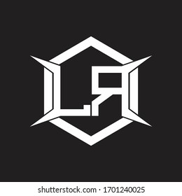 LR Logo monogram with hexagon and four taper shape design template