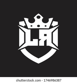 LR Logo monogram isolated with shield and crown design template