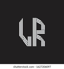 LR Logo monogram with outline style linked isolated on black background