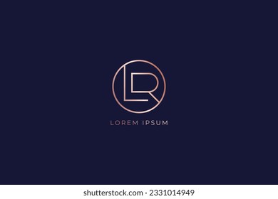 lr minimalist letter fashion brand design line style creative golden wordmark design typography illustration, lr minimal logo, lr creative design