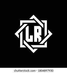 LR monogram logo with abstract square around design template