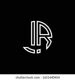 LR monogram logo circle ribbon style outline design template