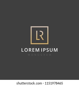 LR. Monogram of Two letters L & R. Luxury, simple, stylish and elegant LR logo design. Vector illustration template.
