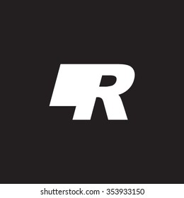 LR negative space letter logo black background