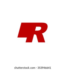 LR negative space letter logo red