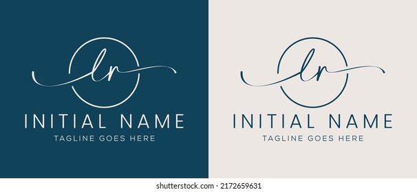 LR RL Initial handwriting signature logo template vector. Hand lettering for designs