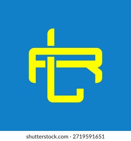 Logotipos de monogramas LR o RL superpuestos.	