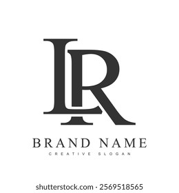 LR trendy logotype template. Initial letter l and r classic font style. Creative logo for company name or identity. Vector illustration.