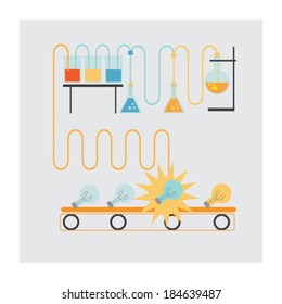 lrefill or fixing light bulb (idea) in idea laboratory Vector concept. 