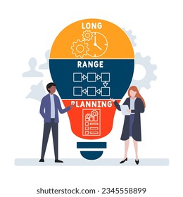LRP - long rabge planning acronym. business concept background.  vector illustration concept with keywords and icons. lettering illustration with icons for web banner, flyer, landing page