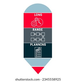 LRP - long rabge planning acronym. business concept background.  vector illustration concept with keywords and icons. lettering illustration with icons for web banner, flyer, landing page