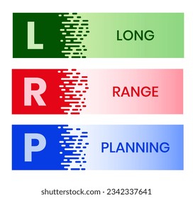 LRP, Long Range Planning acronym. Concept with keyword, people and icons. Flat vector illustration. Isolated on white.