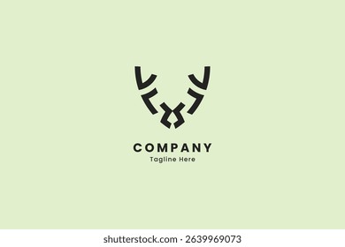 L,R,Z letter logo in deer antler shape, minimalist design vector