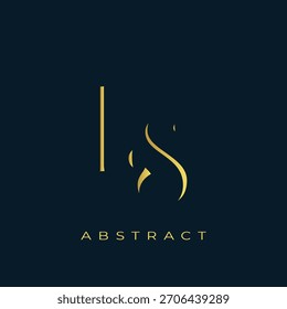LS Abstract Golden Logo Design. Abstract Golden Symbol Composition on a Dark Navy Blue Background