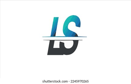 
LS first logo company name black-blue, Simple and Modern Logo Design