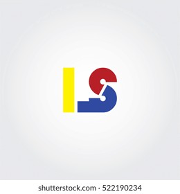LS flat initial letter logo combining yellow, blue and red