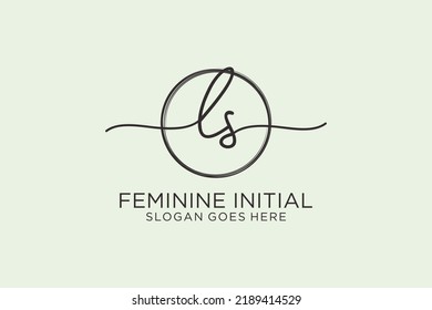 LS handwriting logo with circle template vector logo of initial signature, wedding, fashion, floral and botanical with creative template.