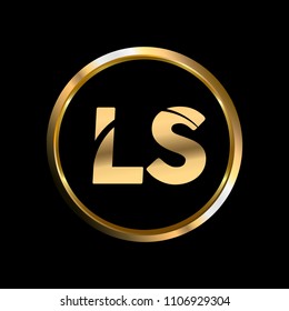 LS initial circle company logo gold black background