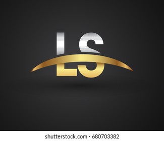 LS initial logo company name colored gold and silver swoosh design. vector logo for business and company identity.
