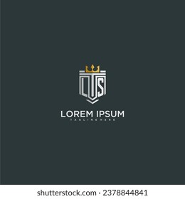 LS initial monogram for crown and shield logo design