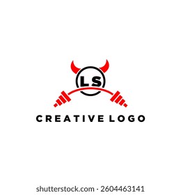 LS initial monogram for fitnes or gym logo with devil style design