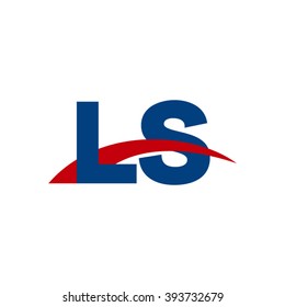 LS initial overlapping swoosh letter logo blue red