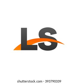 LS initial overlapping swoosh letter logo black orange