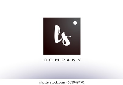 LS L S black white handwritten handwriting alphabet company letter logo square design template dot dots creative abstract